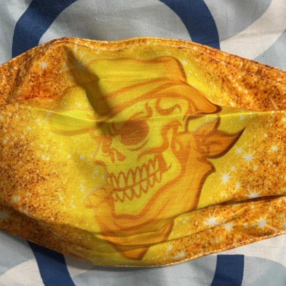 New yellow cowboy skull face mask